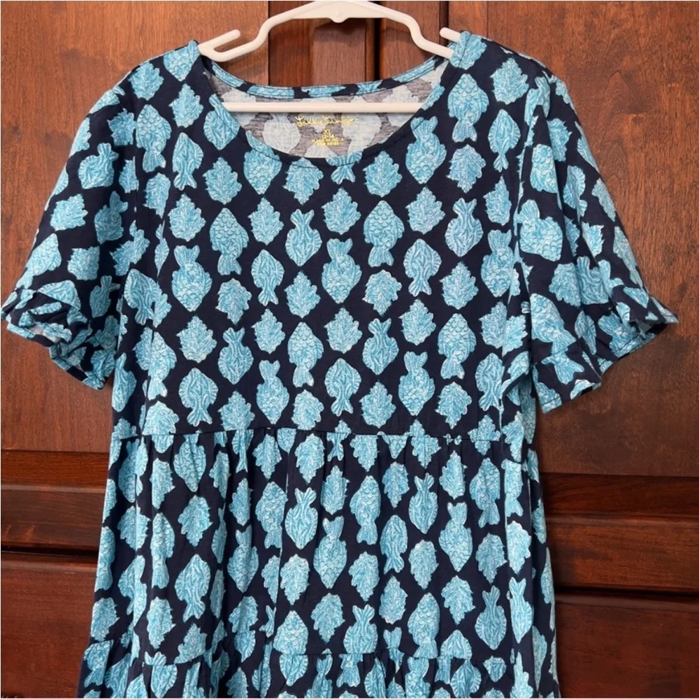 Lilly Pulitzer Mini Jodee Dress, Low Tide Navy, Any Fin For You - Picture 4 of 8